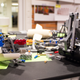 At the offices of CIREC, picture at left is a spaceship that Tovar designed for Dario. Like the hand, the spaceship can be attached to the arm with an easy twist and lock method.